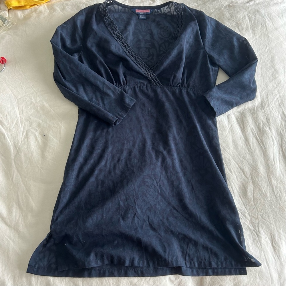 vineyard vines navy blue beach coverup dress, size XS, EUC